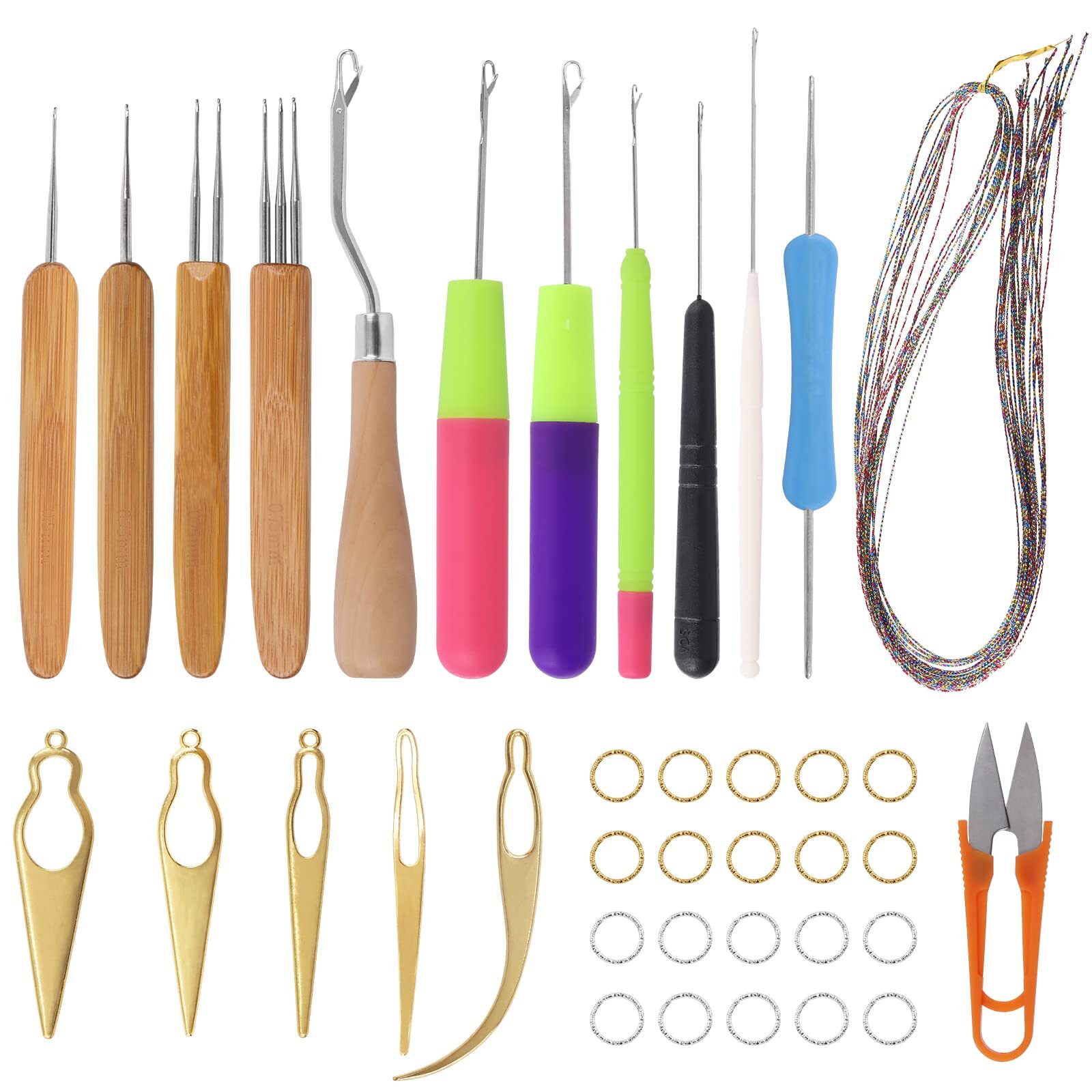 Kit de 49 herramientas para tejer rastas con gancho de crochet. Herramienta