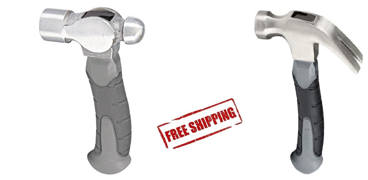 (Set of 2) 8 oz. Stubby Claw and Ball Pein Small Hammer Fiberglass Handle