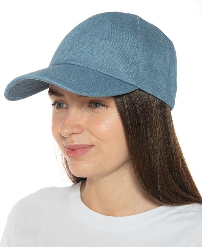 Jenni Washed Cotton Denim Women's Baseball Cap Hat - Light Blue - Adjustable