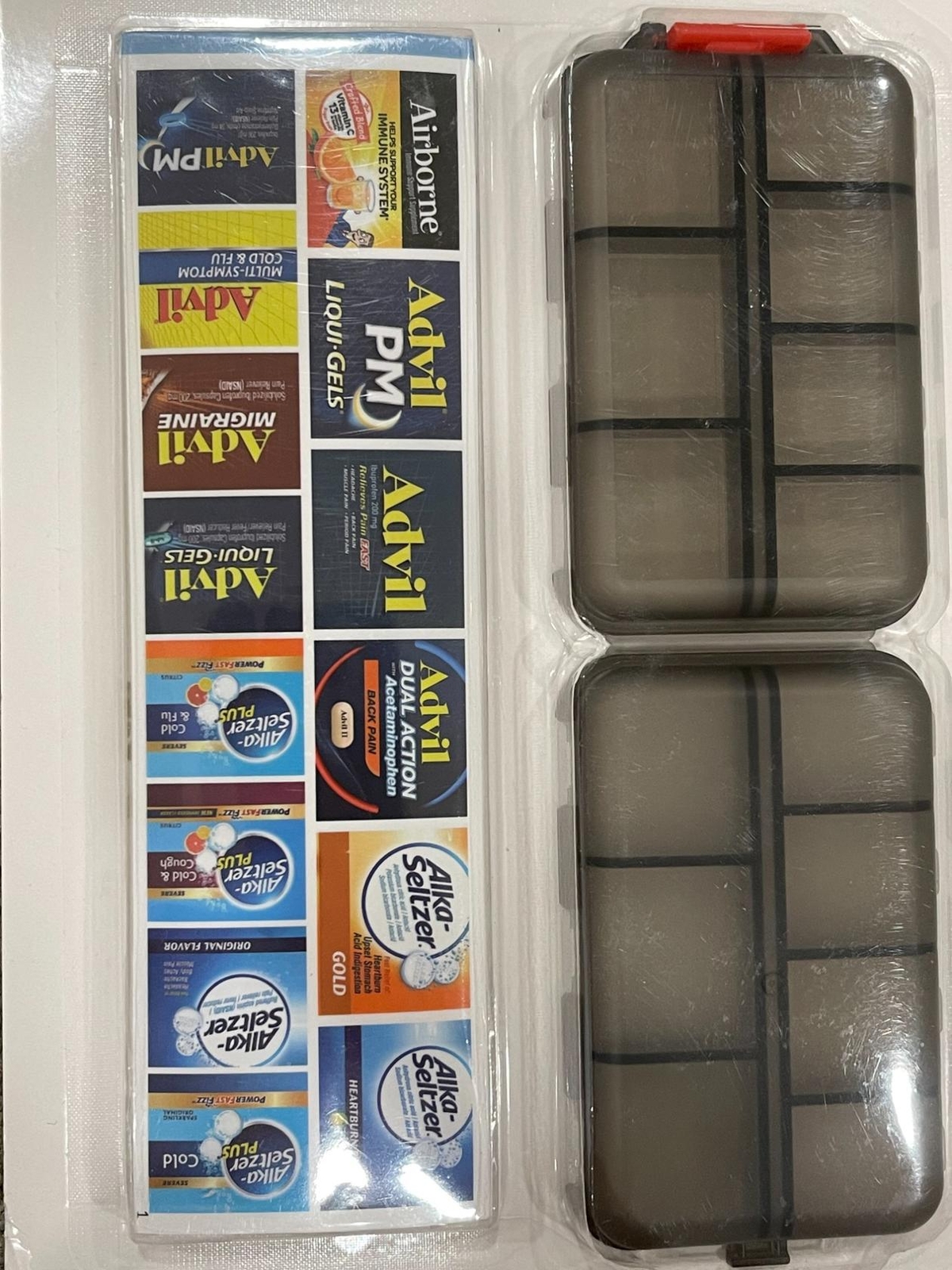 Pill Organizer Medicine Labels Travel Daily Pill Box Gray Purse Organizer