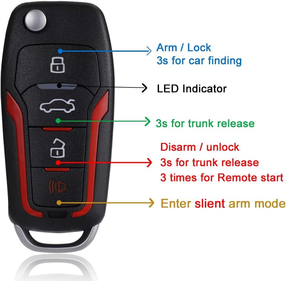 Sistema De Alarma Para Carros boton Encendido Control Remoto Todo En 1 Calidad