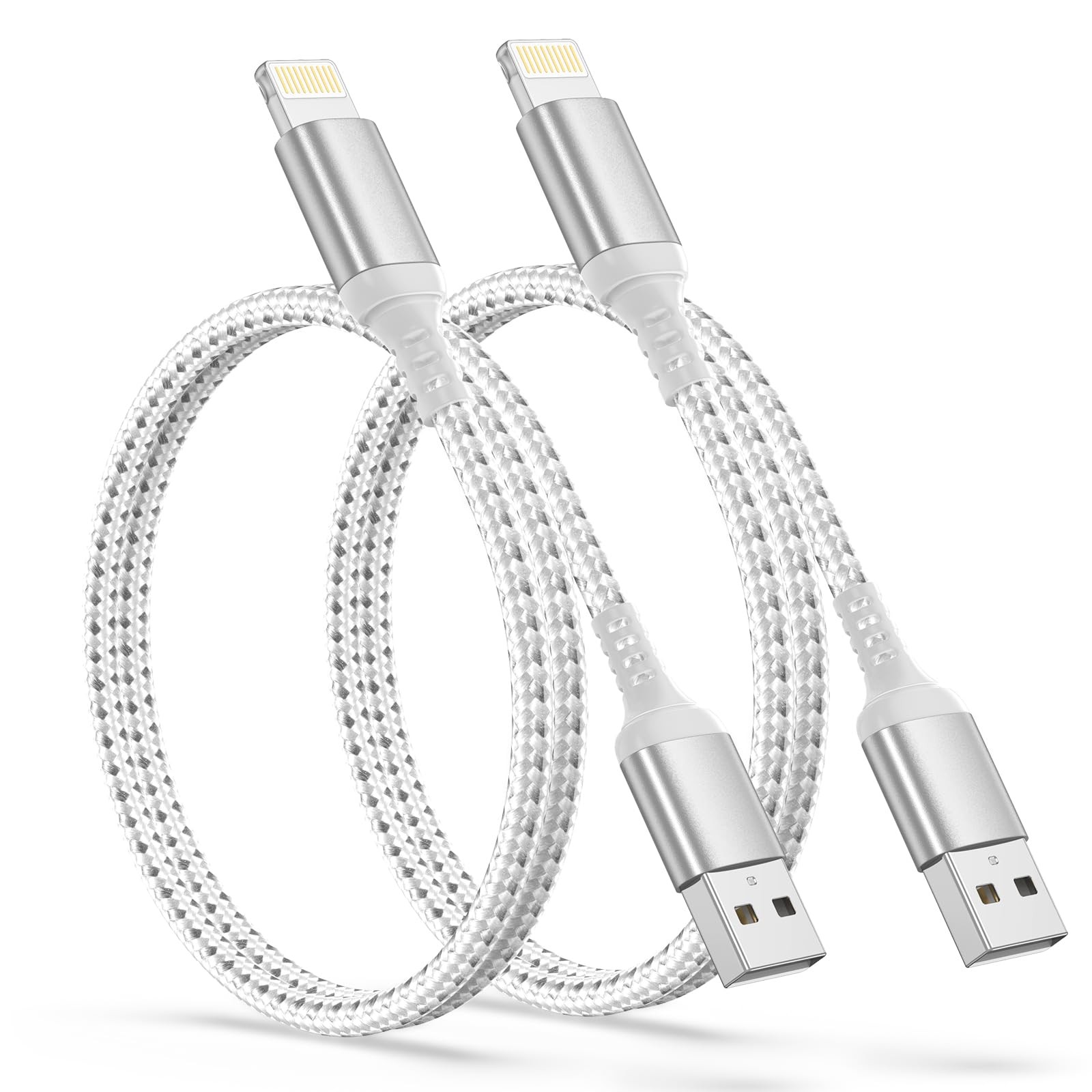 2ft USB to Lightning Cable (2-Pack) MFi Certified, Short iPhone Charger Cord ...