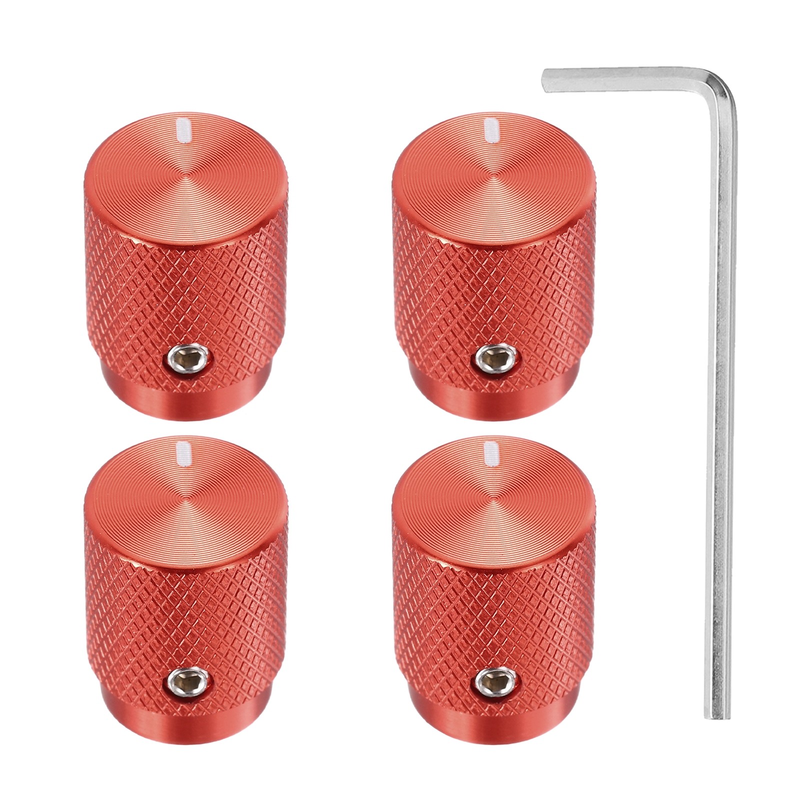 4 Pcs Aluminium Knobs, 6mm IDx12.5mm ODx16mm, Oval Indicator, Red