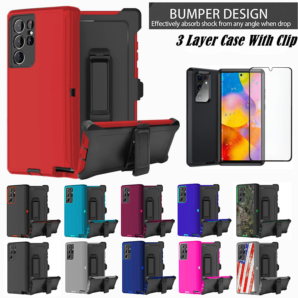 For Samsung Galaxy S23 S23+ Plus Ultra Defender Shockproof Case W/Clip & Screen