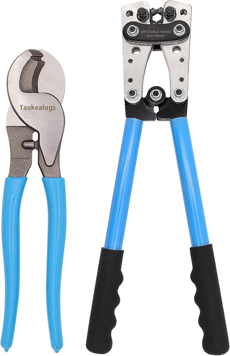 Wire Lug Crimping Tool for Battery Cables AWG 1/0, 1, 2, 4, 6, 8 with Wire Cutte