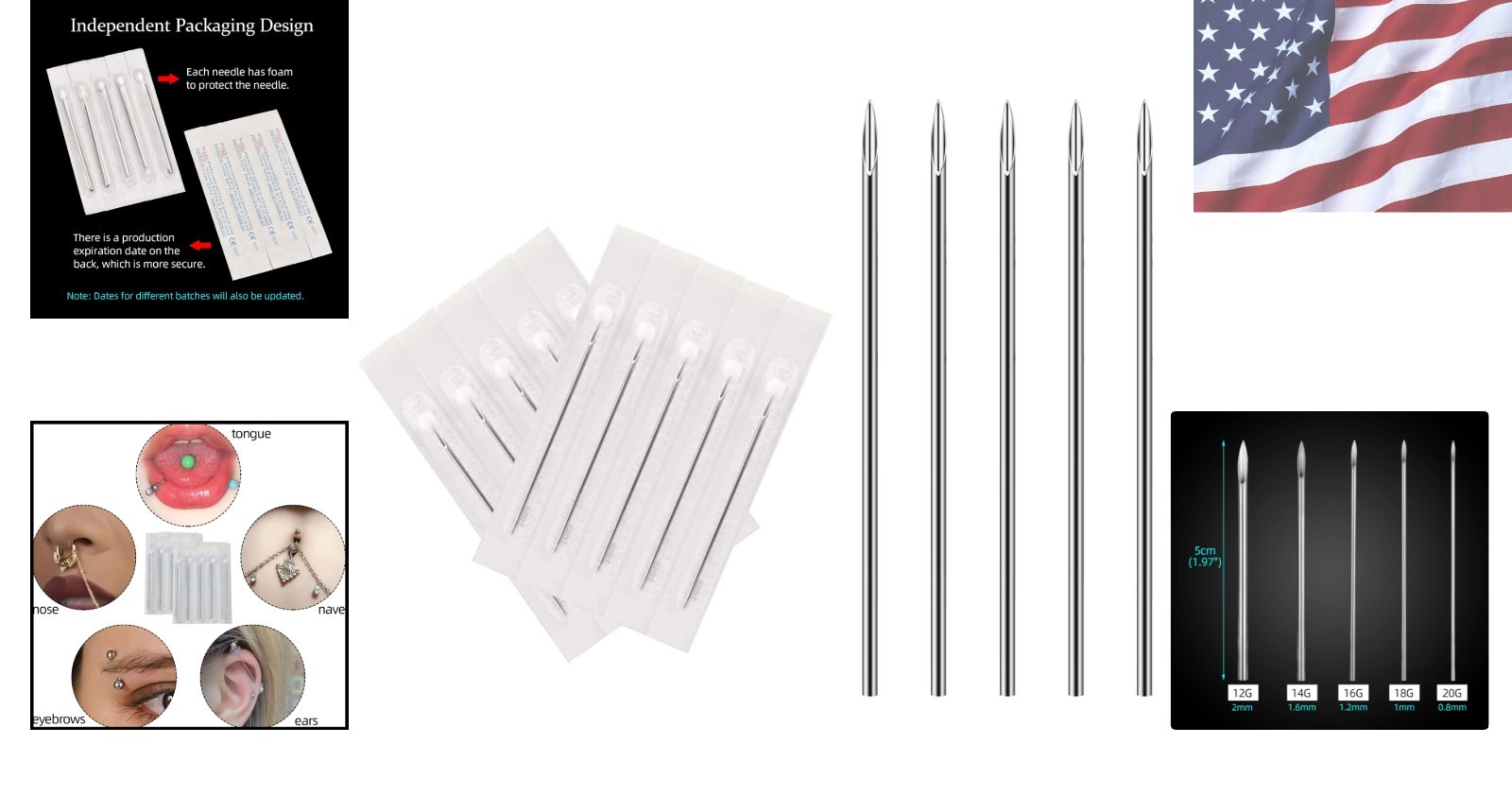 Professional Grade 10pcs 16G Disposable Piercing Needles - Multi-purpose Use