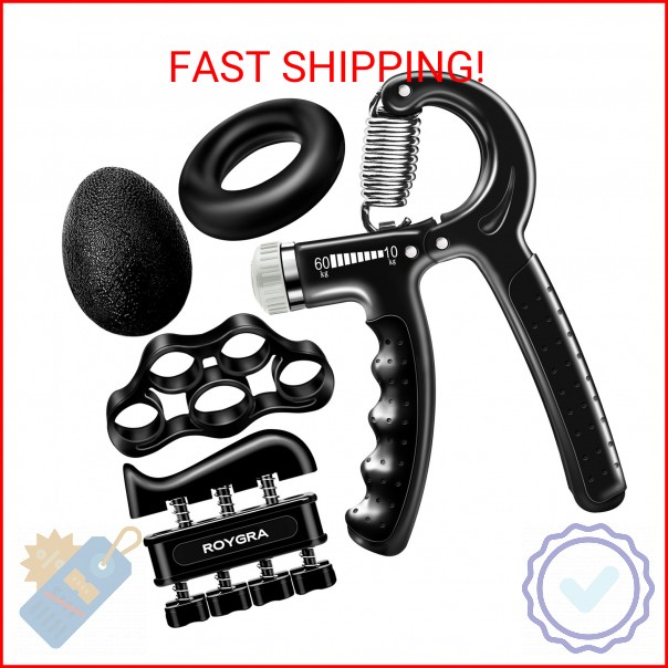 roygra Grip Strength Trainer (5 Pack), Forearm Strengthener, Hand Strengthening