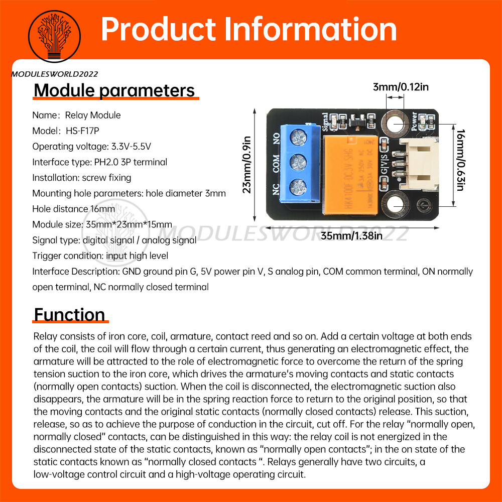 1 Channel High-Low Level Trigger Relay Module Adjustable Resistor Sensor 3.3V 5V