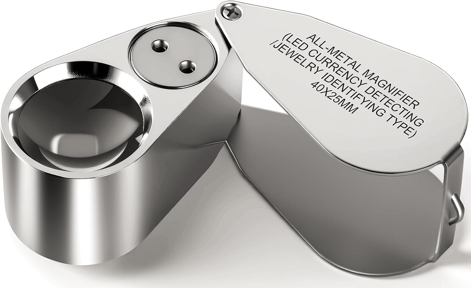 40X Jewelers Loupe Jewelry Loop Coin Magnifier Light Pocket LED Magnifying Glass