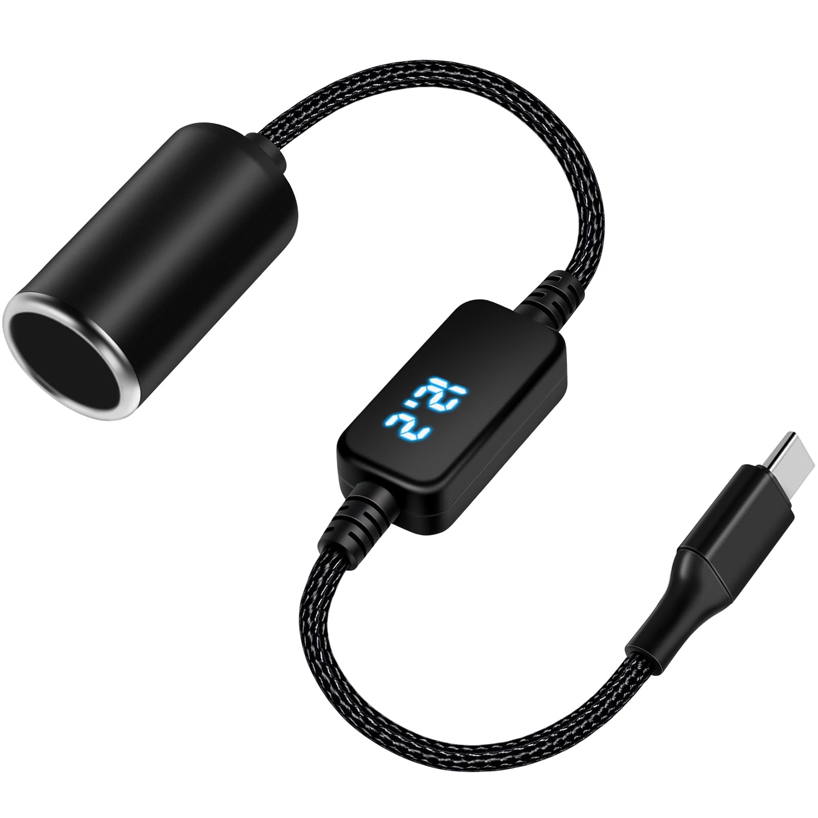 WYMECT USB C Male to 12V Cigarette Lighter Socket Adapter 18W Power Black