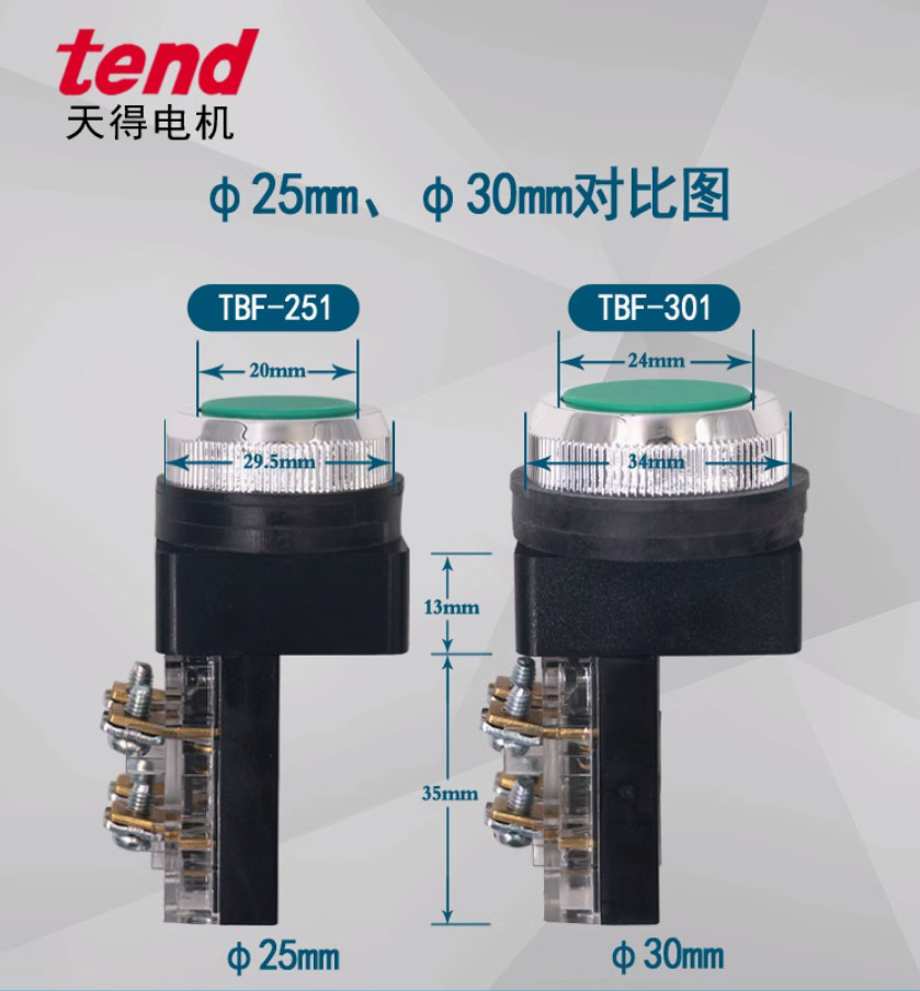 1PC New tend Flat button TBF-301-R red 30mm 1NO1NC #LL