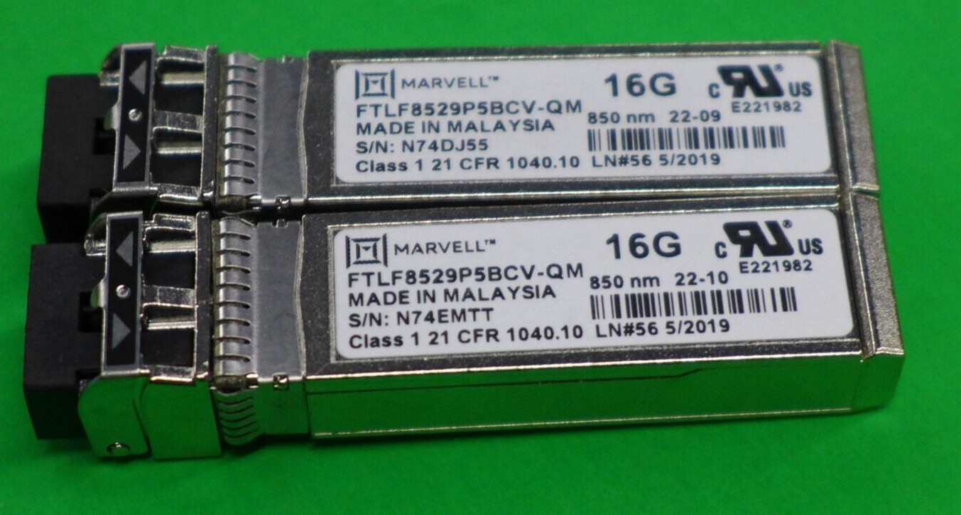(Lot of 2) Marvell 16GB Fiber Channel 850nm Transceiver FTLF8529P5BCV-QM