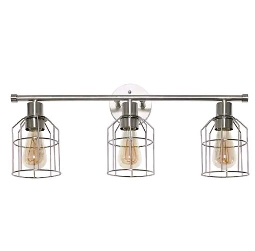 Lalia Home 25" 3 Light Industrial Wired Vanity Light, Nickel