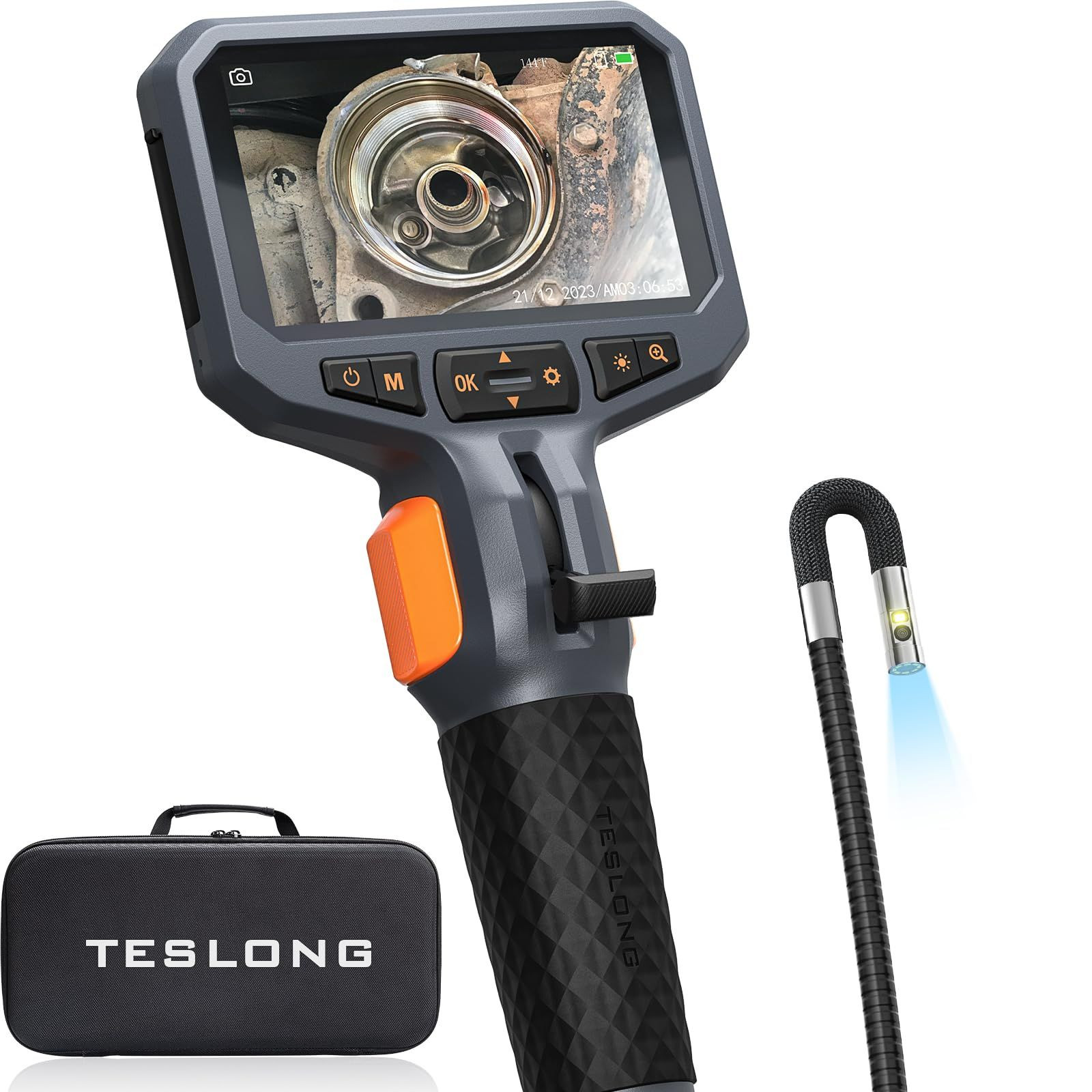 Articulating Borescope with Dual Lens Endoscope Camera, Teslong Two-Way black