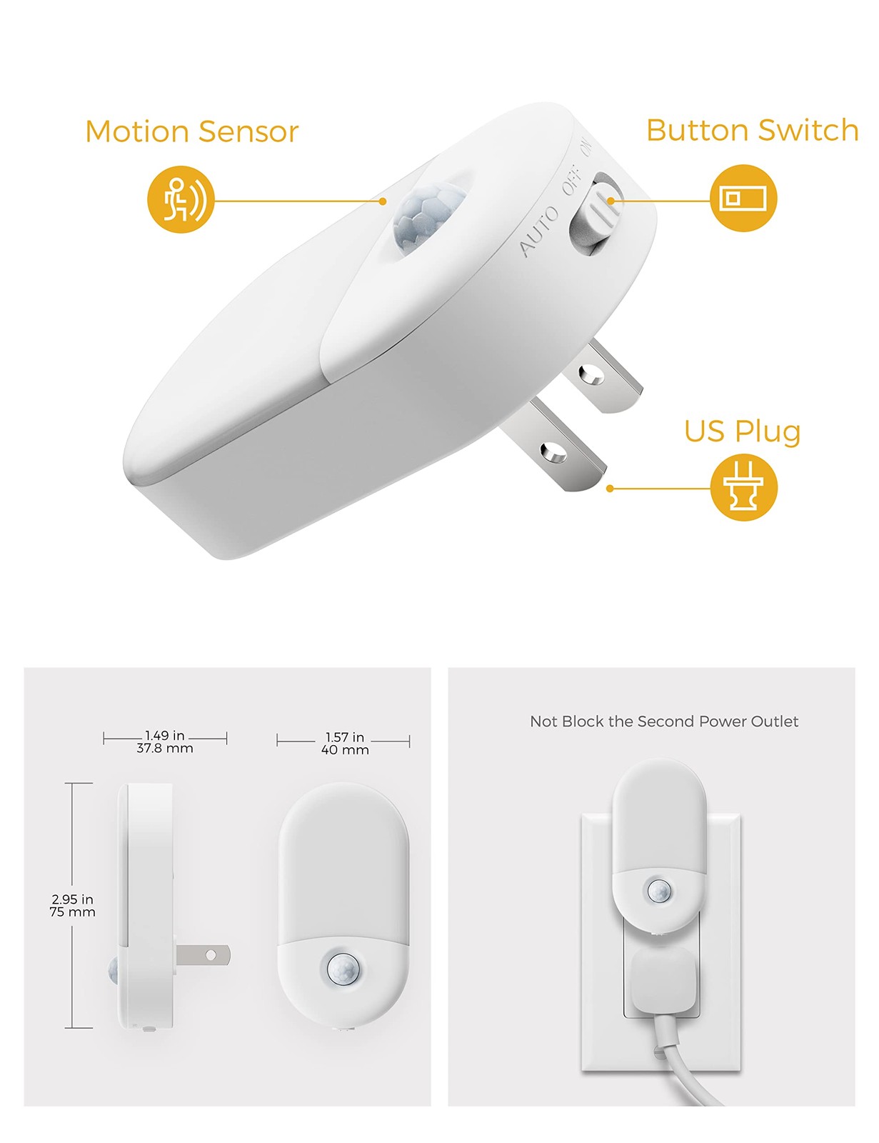 L LOHAS LED Motion Sensor Night Light, 2Pack, 2 PACKS, Soft White