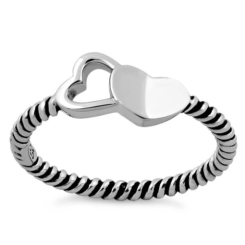 925 Sterling Silver Double Heart Ring