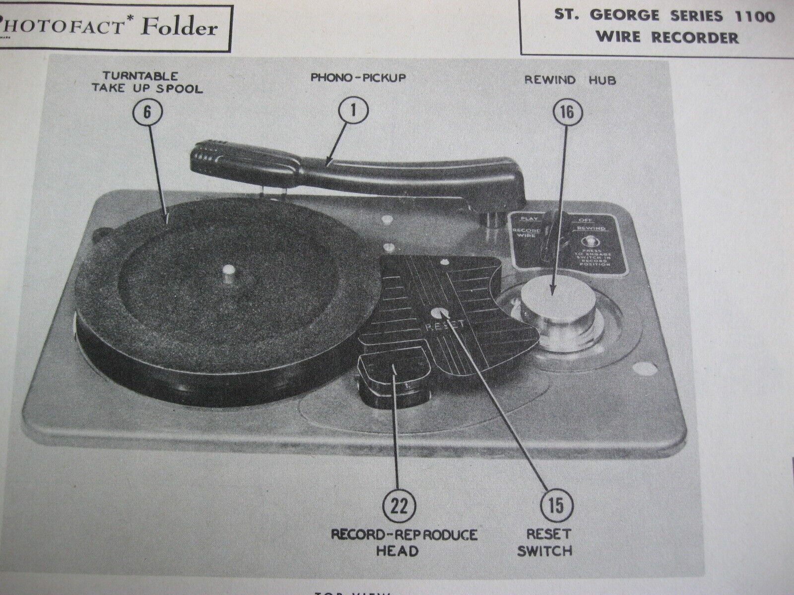 ST. GEORGE 1100 series WIRE RECORDER PHOTOFACT