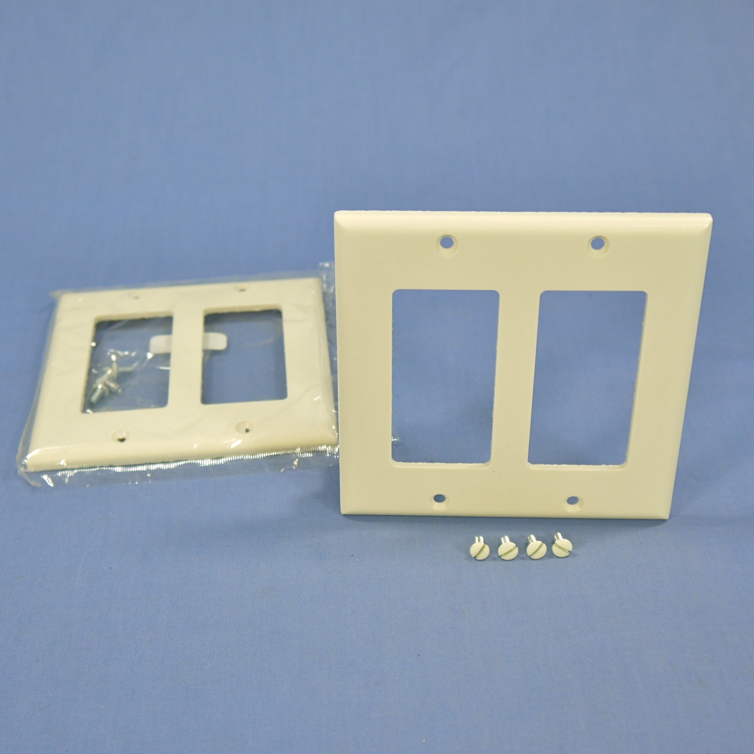 Cooper 2152A Almond 2-Gang Decorator Thermoset Wallplates GFCI GFI Cover 2-Pack
