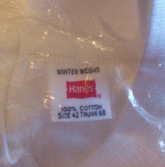 Vintage 1950's NOS Hanes Winterweight Union Suit Short Sleeve Size 42 Trunk 68