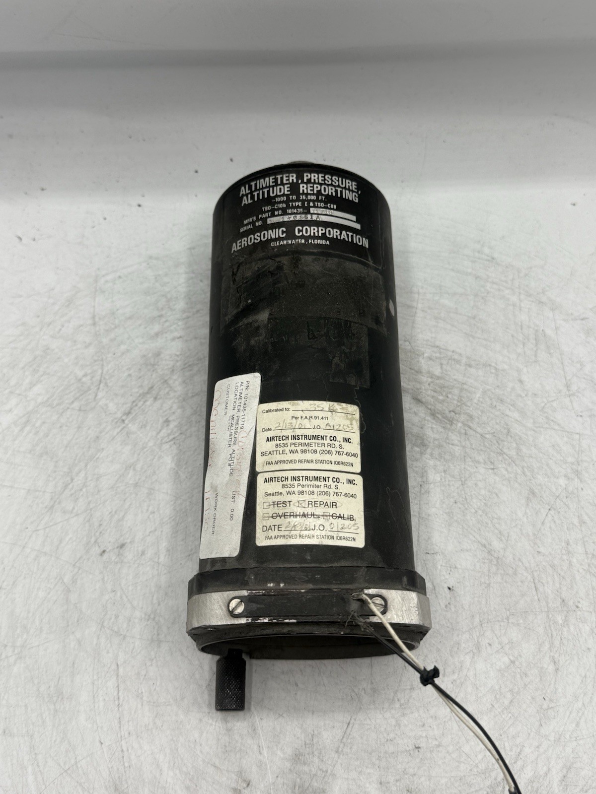 AEROSONIC PRESSURE ALTITUDE REPORTING ENCODING ALTIMETER 101435-11719 READ