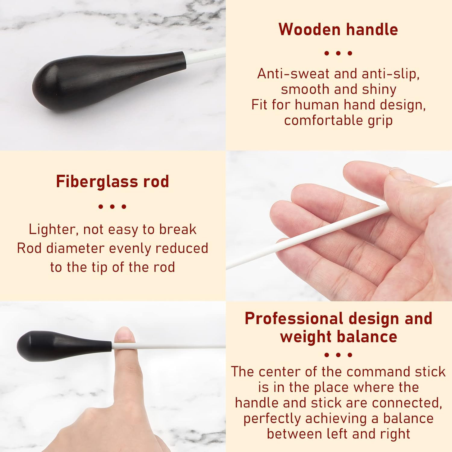 Professional Conductor Baton with Ebony Handle and Storage Cylinder
