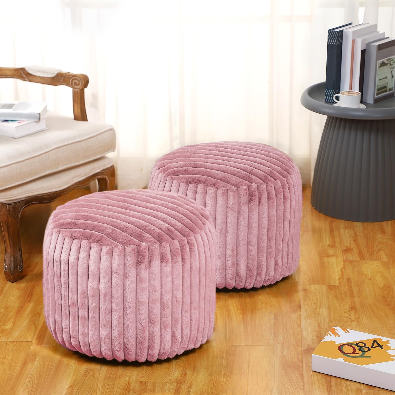Teenyyou 2 Pcs 20 x 15 Inch Unstuffed Pouf Cover Ottoman Foot Rest - No Fille...