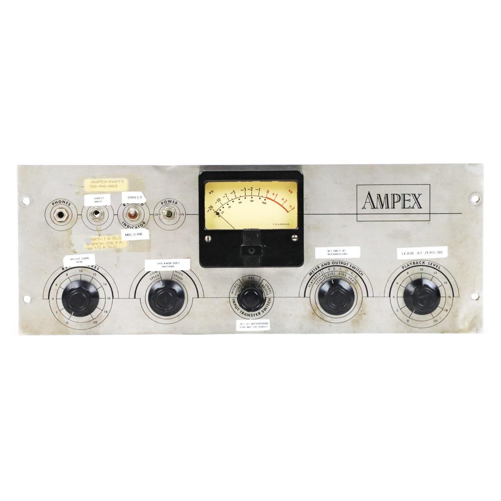 '61 Ampex 351 Vintage Original Tube Microphone PreA mplifier Mic Pre Amp Bass DI