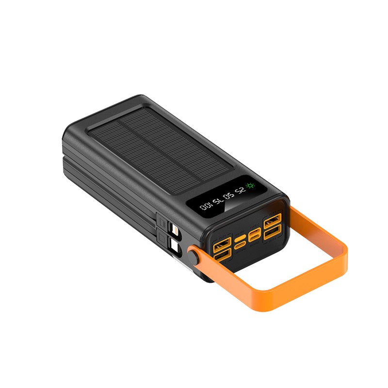 900000mAh Solar Power Bank Fast Charging Built in Cables External Battery Pack