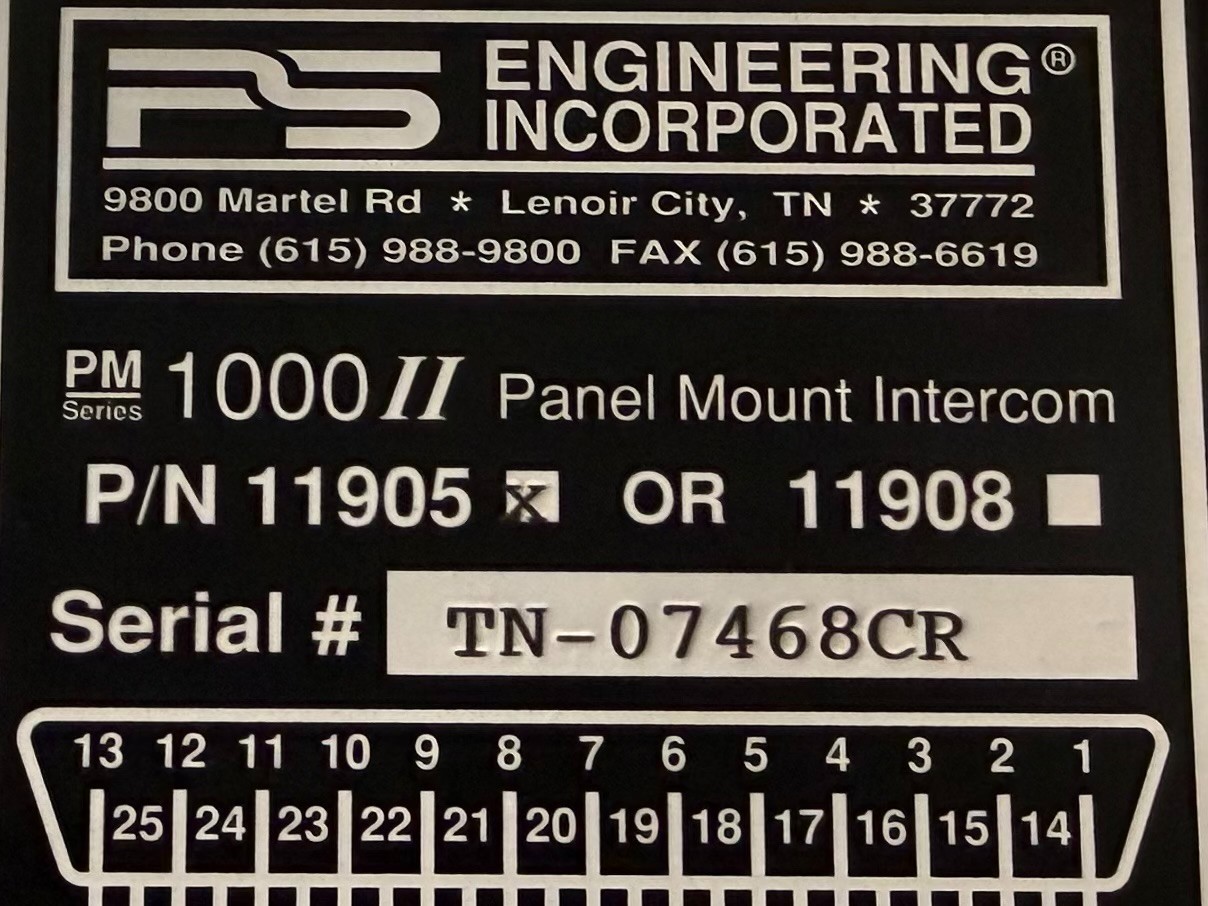 Intercom PM1000II 11905 Removed Working
