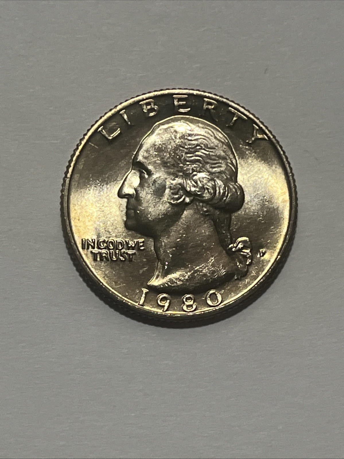 1980-P Philadelphia Washington Quarter, US 25c Coin, UNC BU Uncirculated