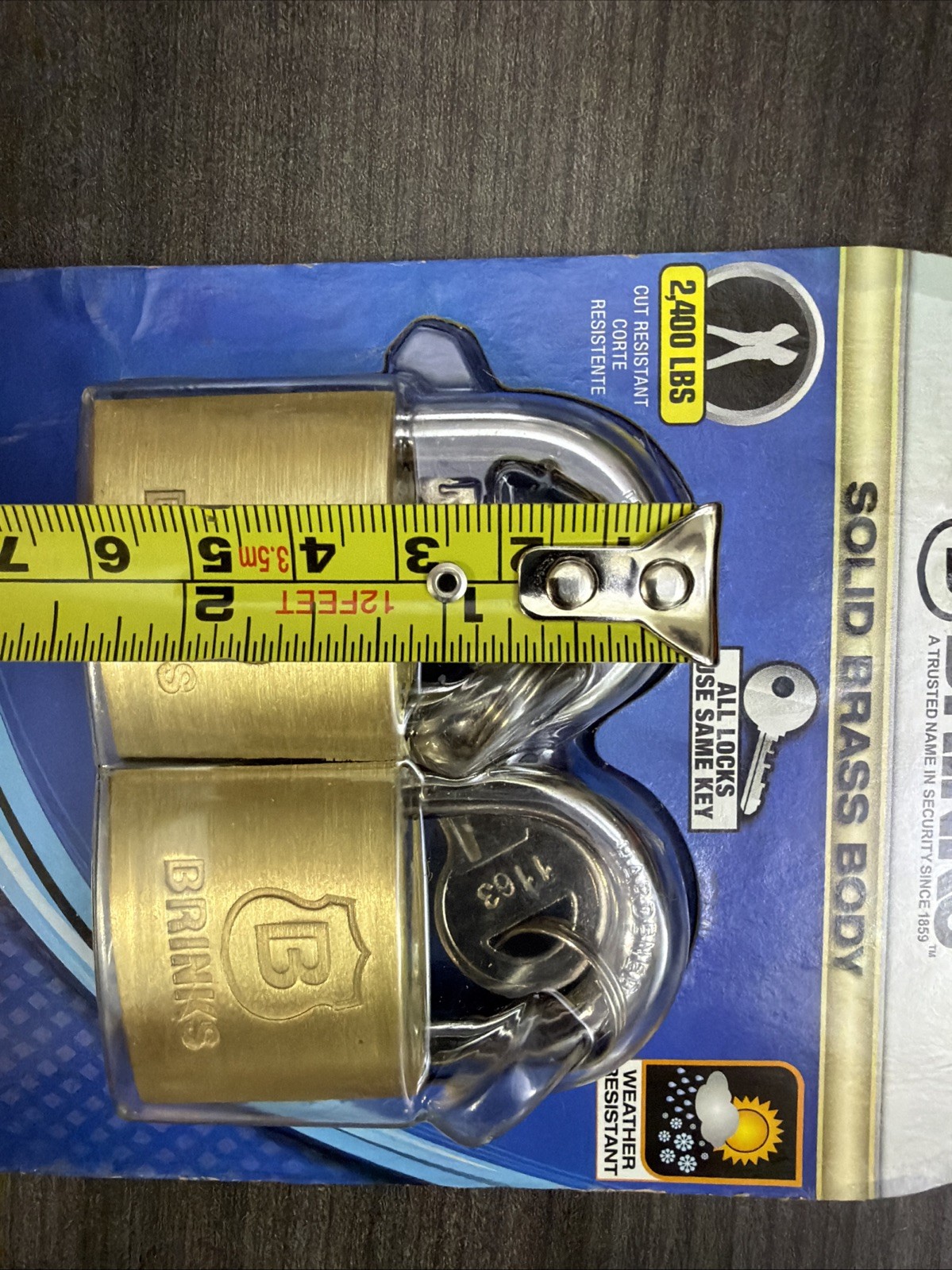 Brinks 161-40202 Solid Brass Padlock 40mm 2 Pack Keyed Alike High Security New