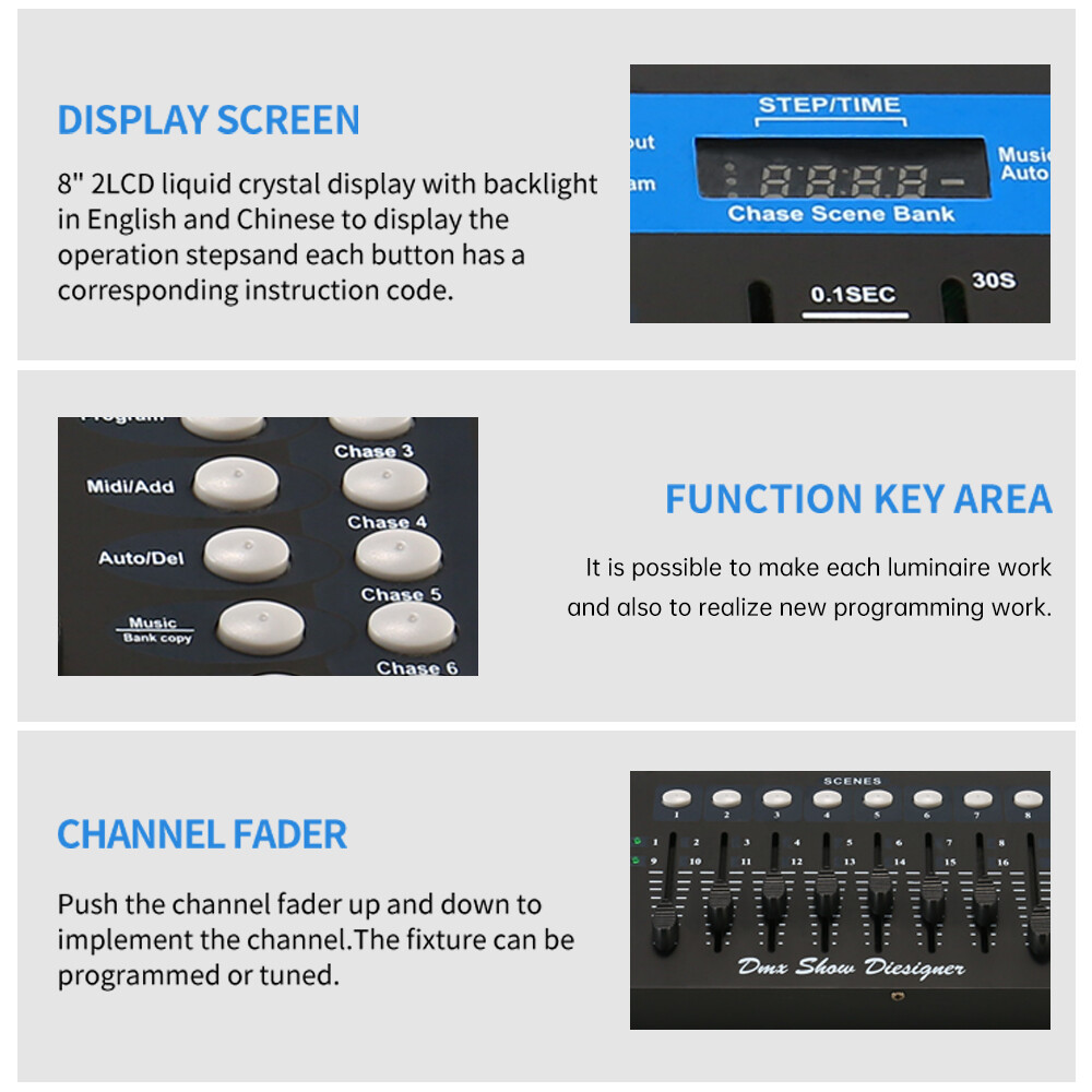 192 Channel Controller Operator Console For Stage DJ Party Lighting DMX 512