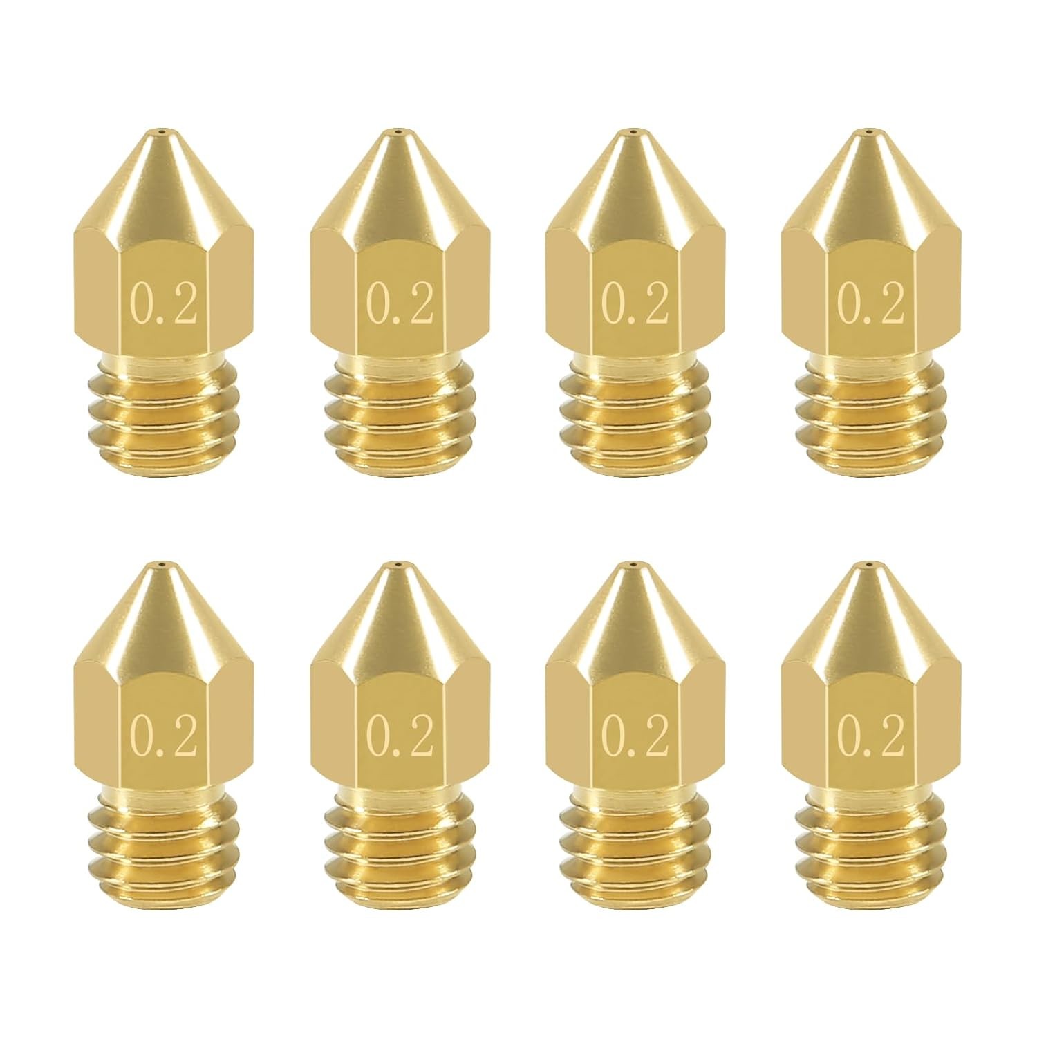 Aokin 8 Pcs 0.2mm MK8 Extruder Nozzles 3D Printer Nozzles for Creality Ender 3/3