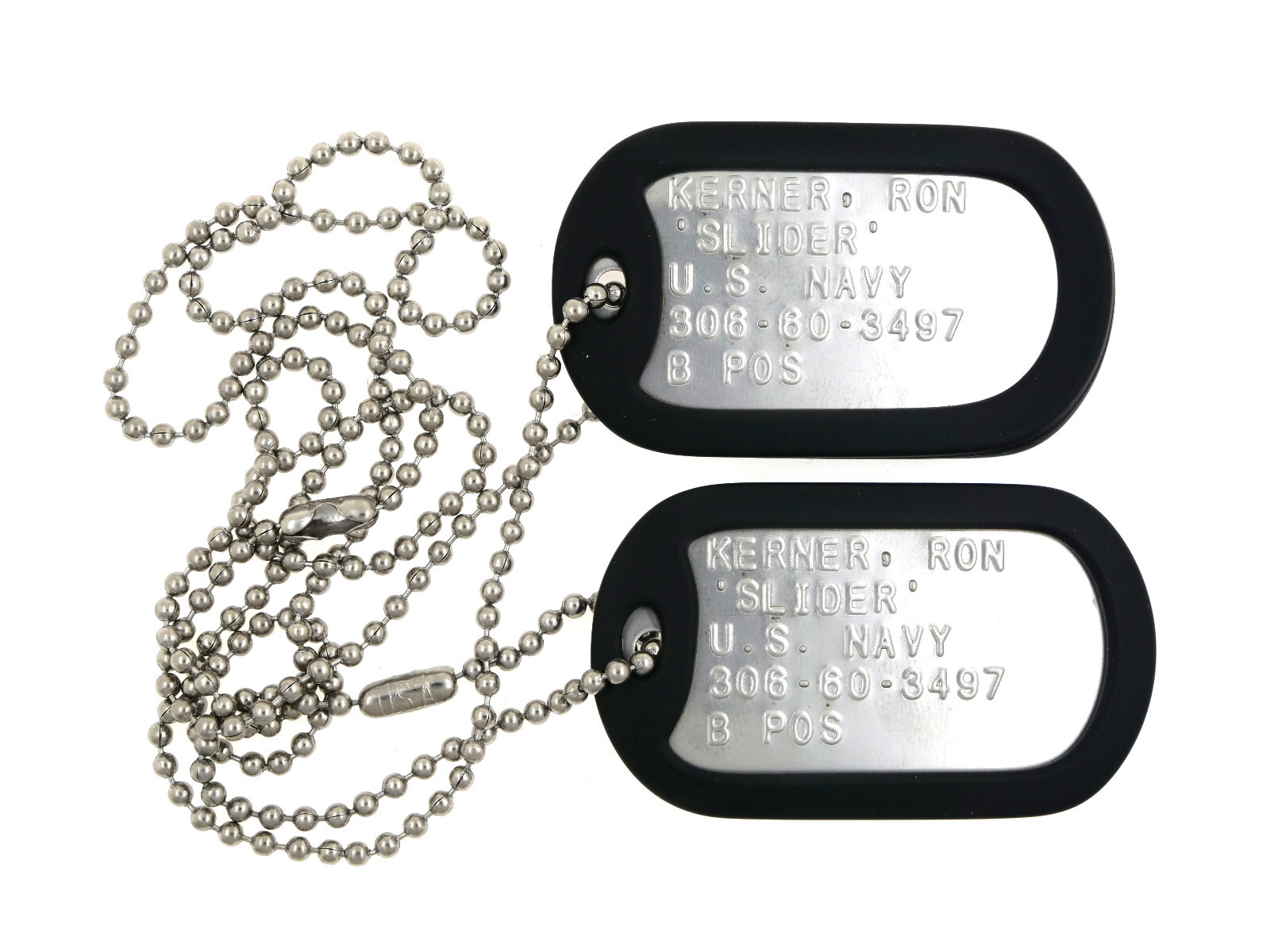 "Slider" Top Gun Stainless Steel Military Dog Tags Cosplay Halloween Costume