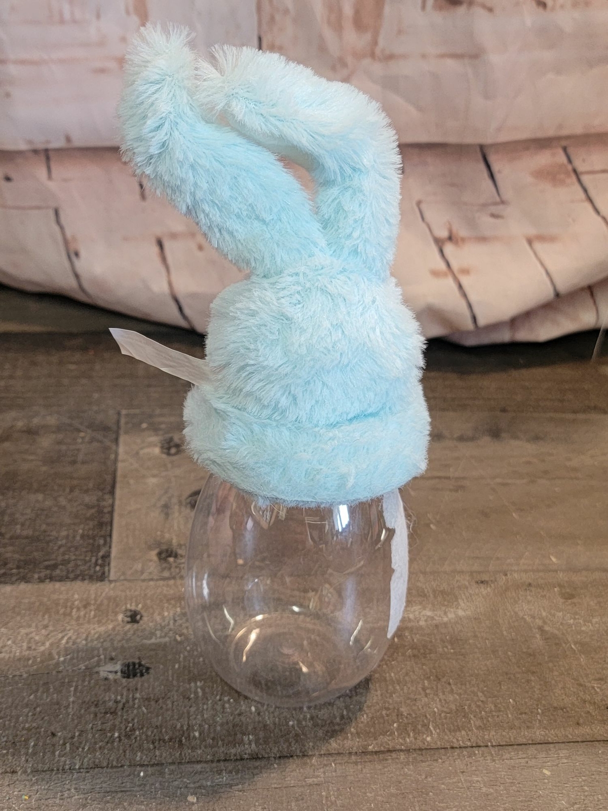 Blue Easter bunny rabbit container Decor figure