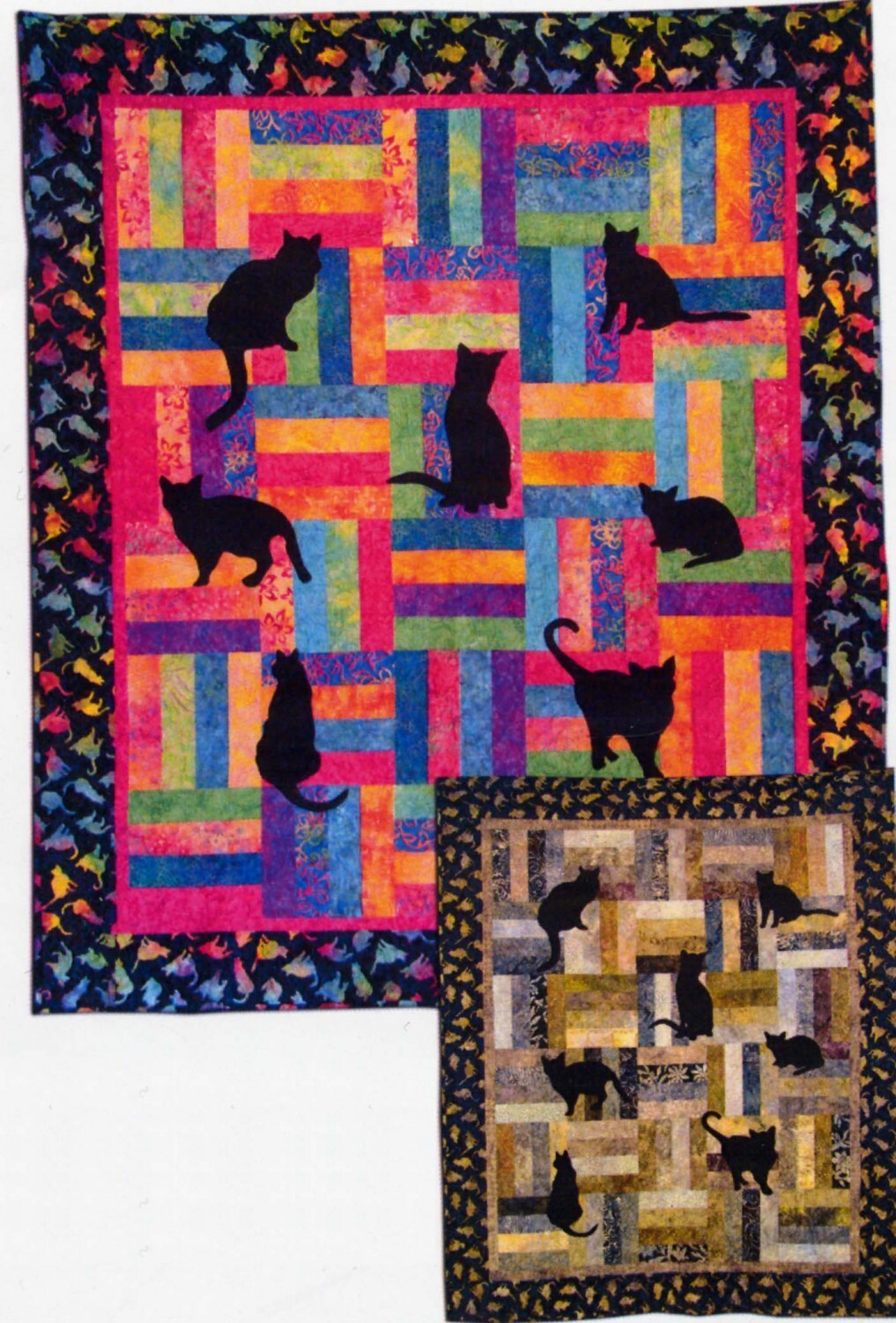 Feline Drive Fabric - Paper Pattern - LAP KITTIES - Cat Lap Quilt Prairie Pieces