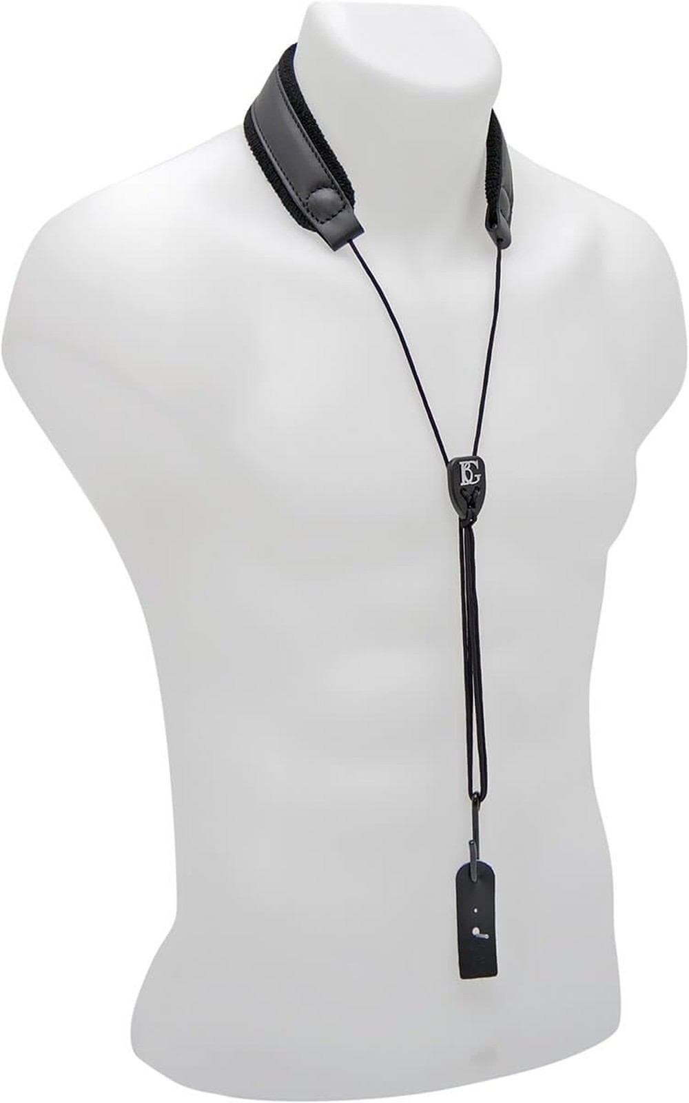 BG C23LP Leather Clarinet Strap with Leather Pad Black Solid