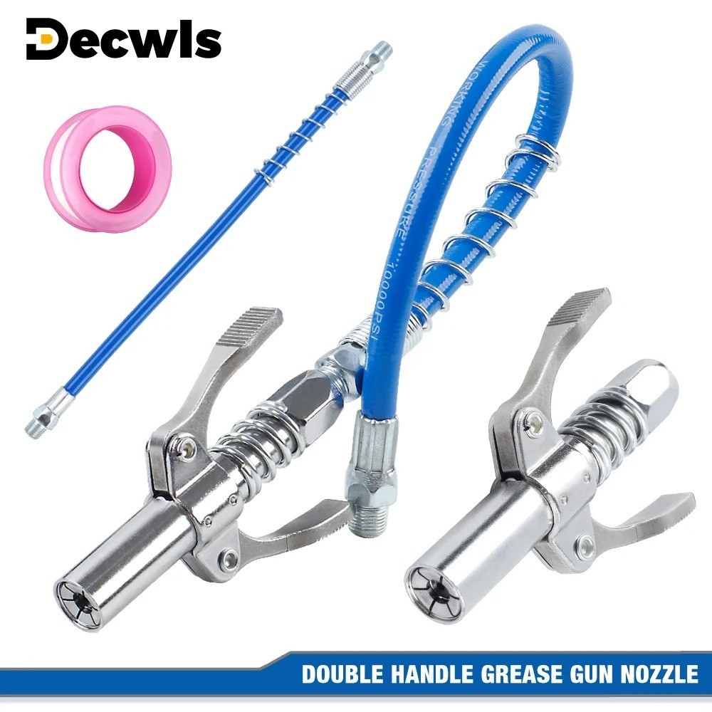 3X Grease Gun Coupler Double Handle High Pressure Quick Release Lock Oil Nozzles