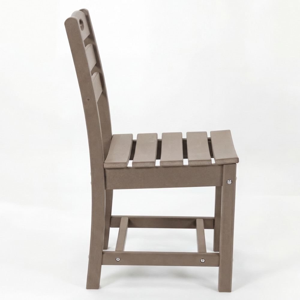 Rustic Brown HDPE Armless Patio Dining Chairs Set of 2 All Weather Outdoor
