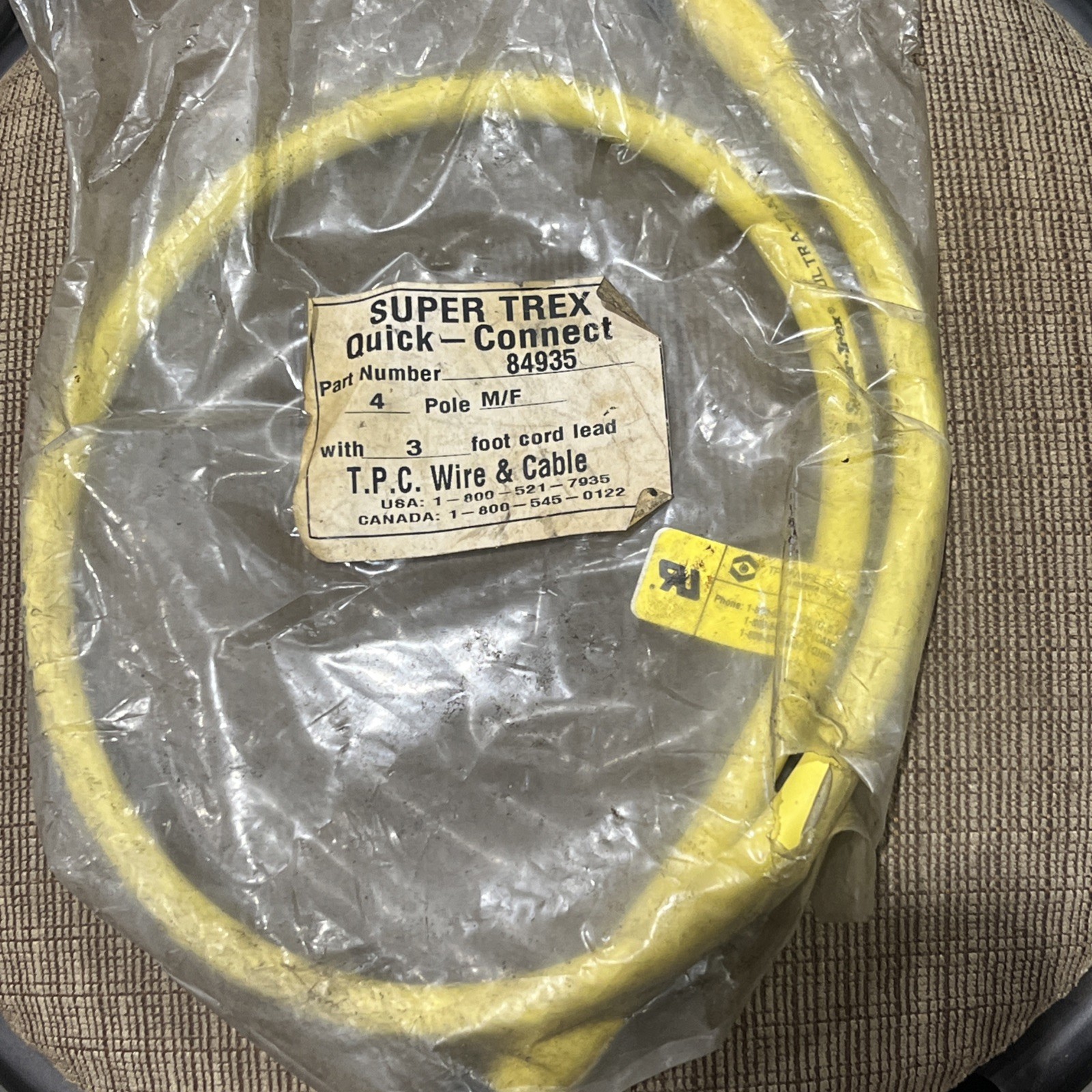 🔥SUPER-TREX 84935 4P  Male/Female 3’ Cord Lead, New, Free Ship🇺🇸