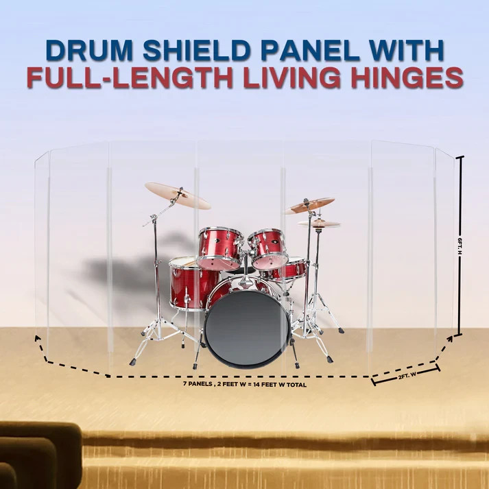Drum Shield 2ft. x 6 ft. Panels,Clear Acrylic Drum Shield for Drum Cage,Drum Kit