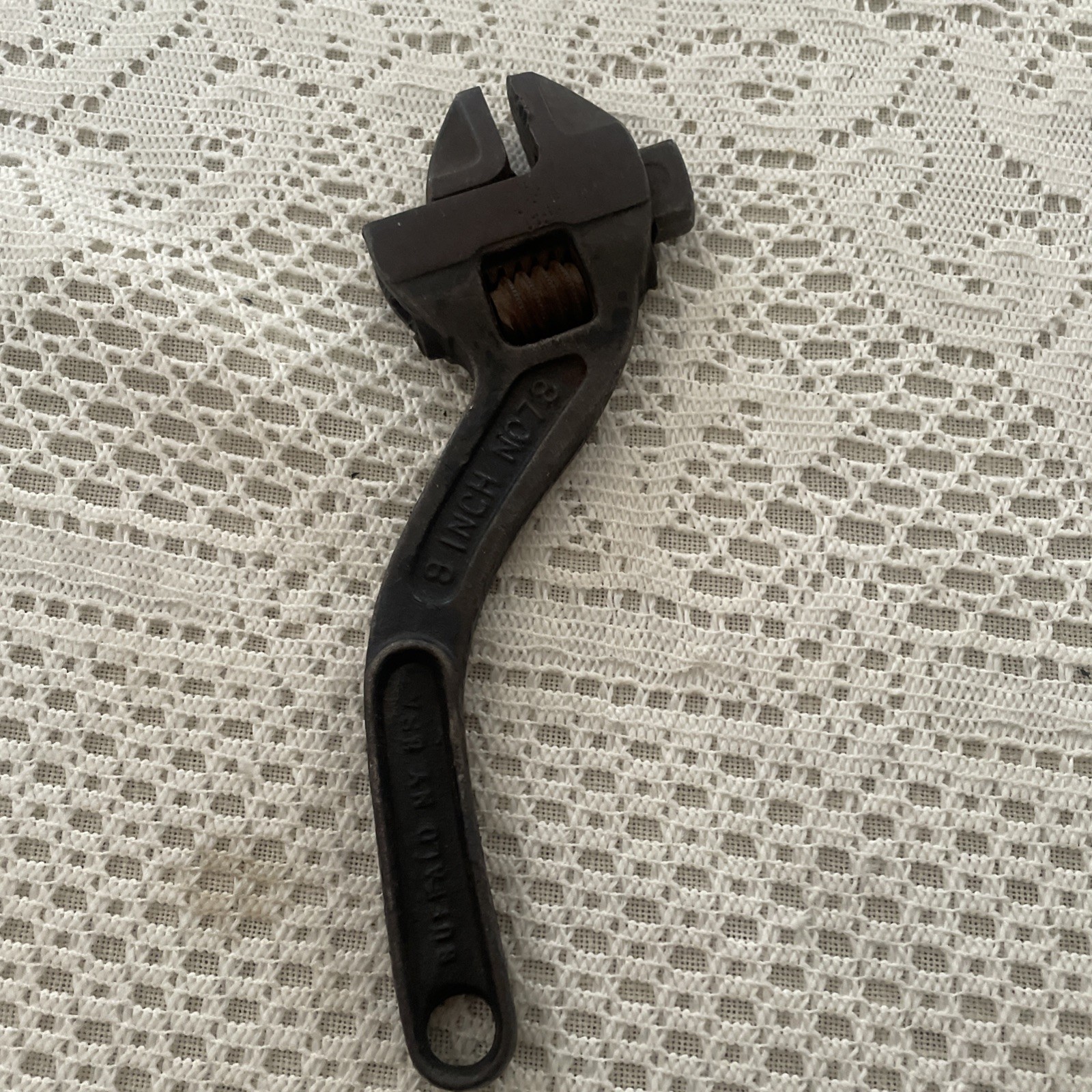 Vintage Westcott 8 In NO78 SCurved Adjustable Wrench Keystone Mfg Co. USA Heavy