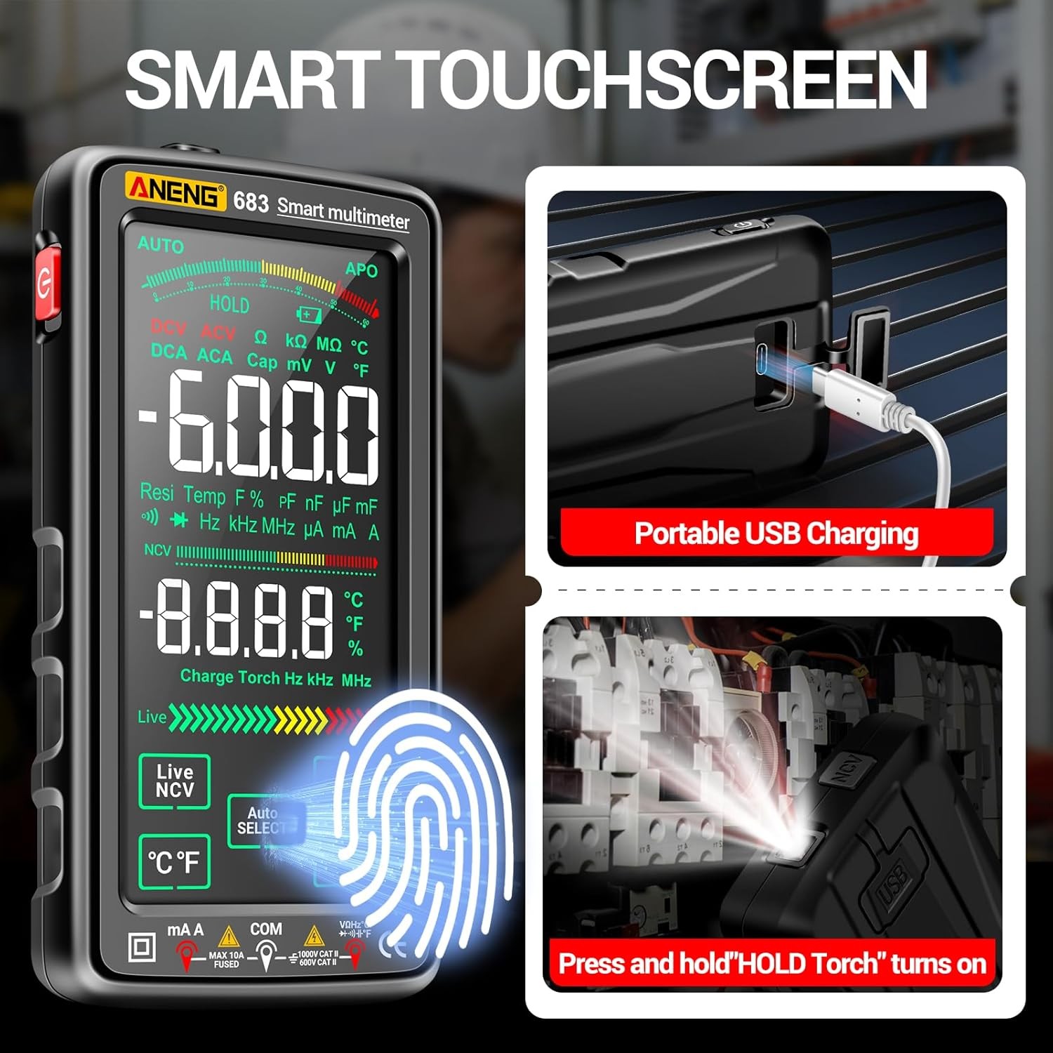 Smart Digital Multimeter 6000 Counts Touch Screen Multimeter Tester