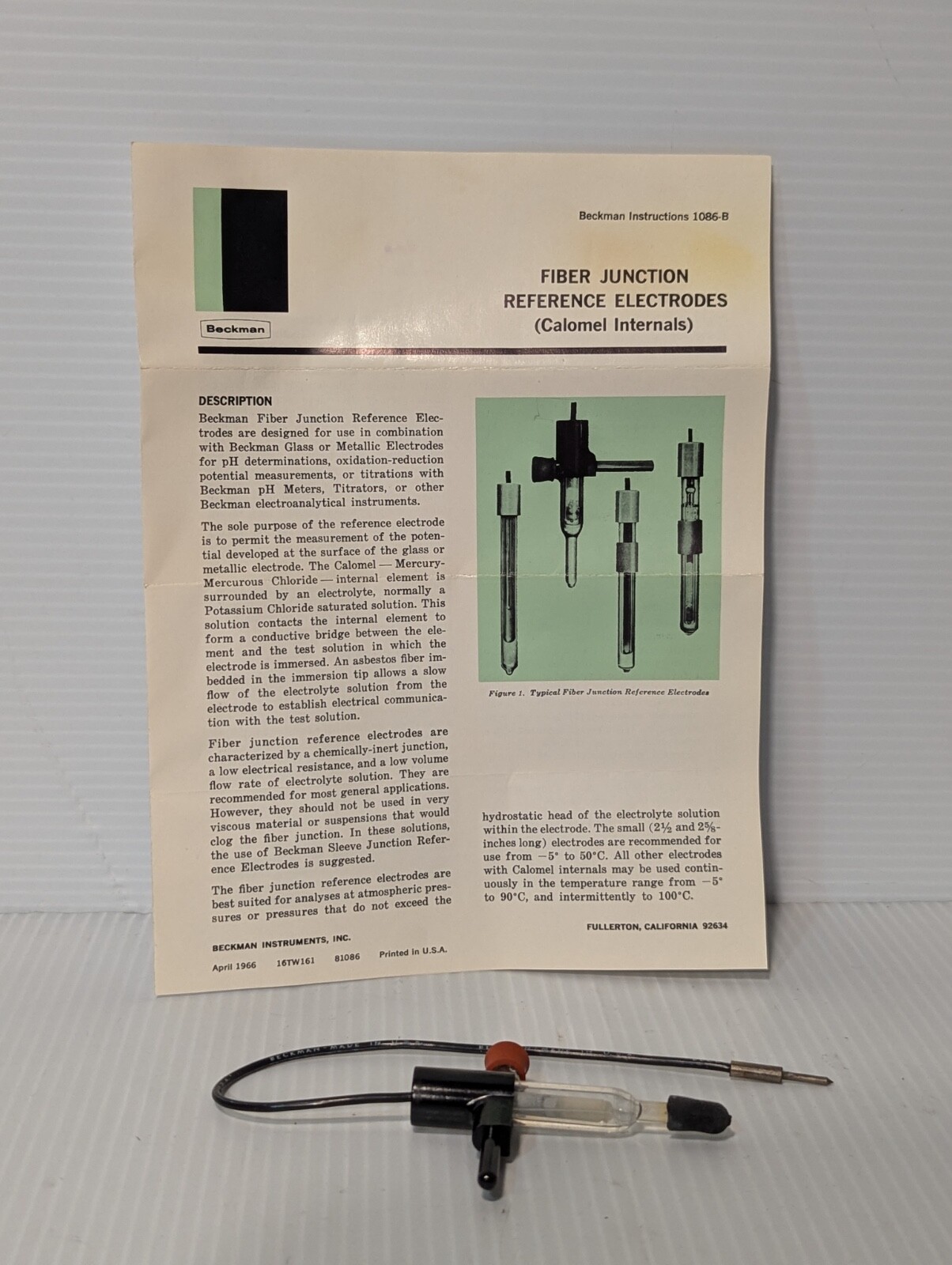 Beckman Calomel Internal Fiber Junction Reference Eletrode