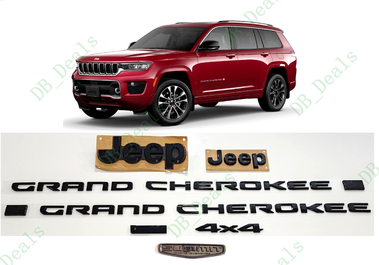 Gloss Black Front Rear Door Summit L 4x4 Emblem 2021+ Jeep Grand Cherokee L 3Row