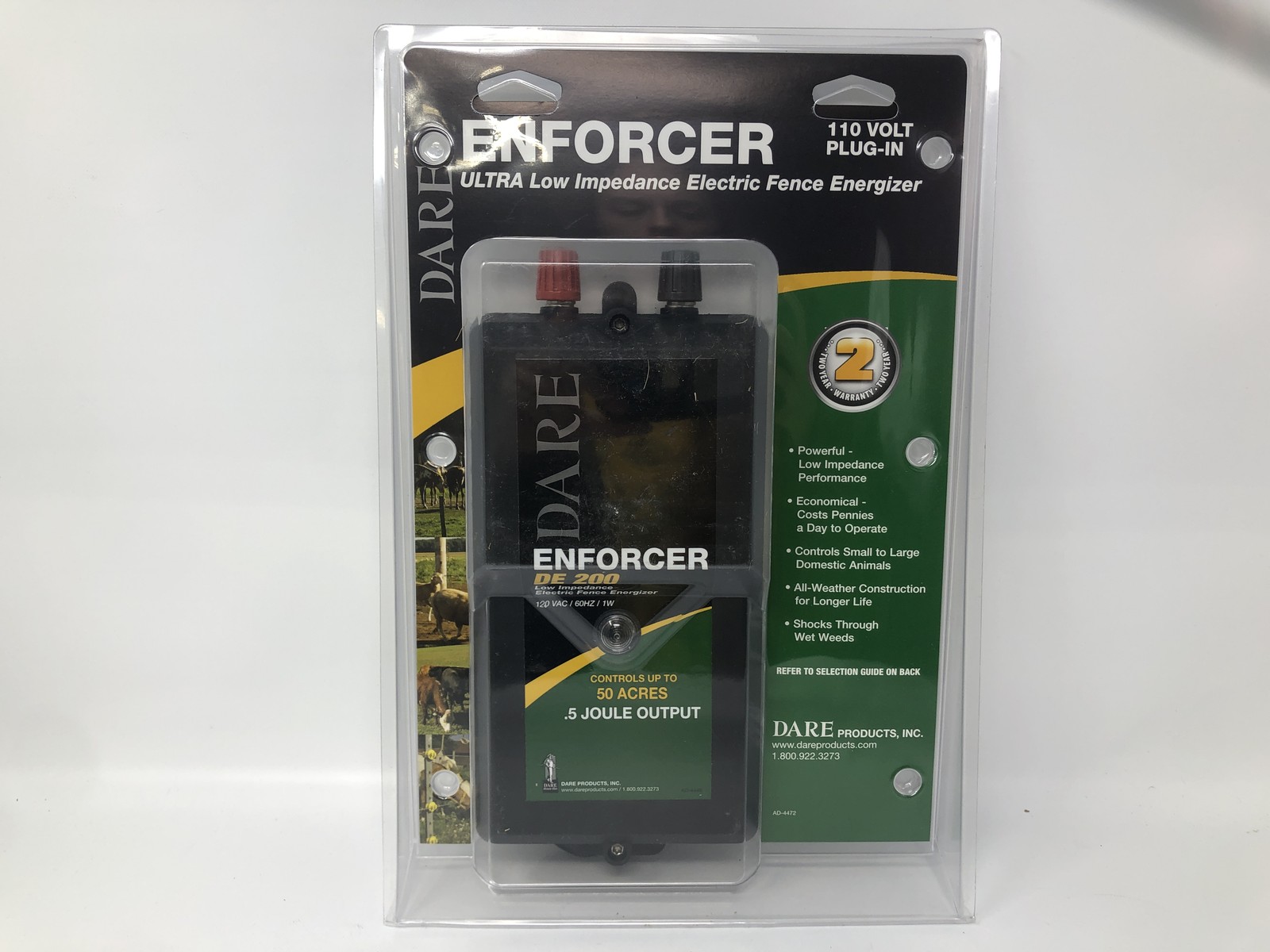 DARE ENFORCER DE200 Ultra Low Impedance Electric Fence Energizer 110V 50 Acres