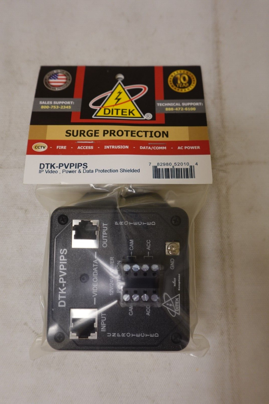 Ditek IP/PoE Data and 12/24V Surveillance Power Surge Protector DTK-PVPIPS