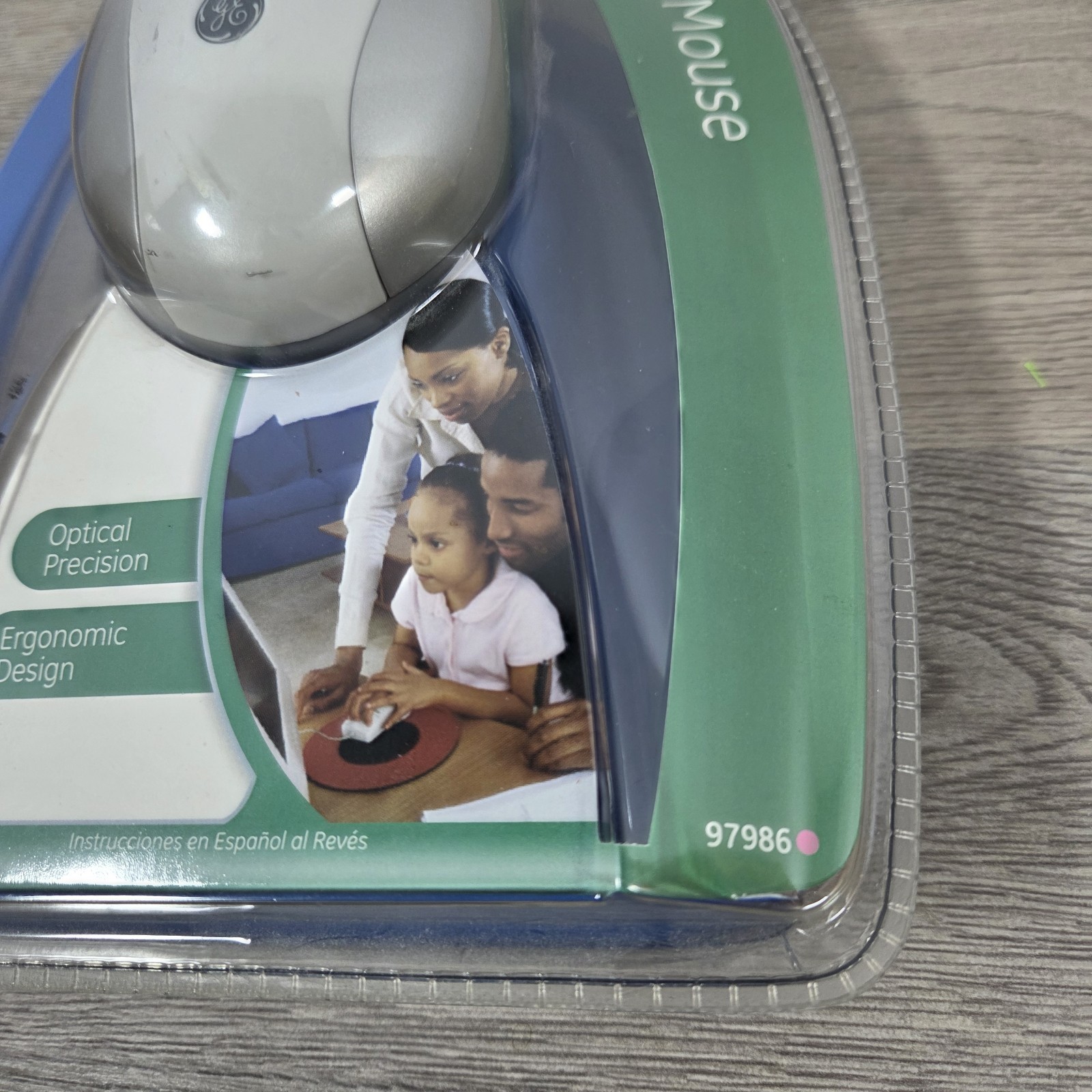 New GE Optical Mouse Wired Model 97986, Grey Ergonomic Quiet, Scroll Wheel
