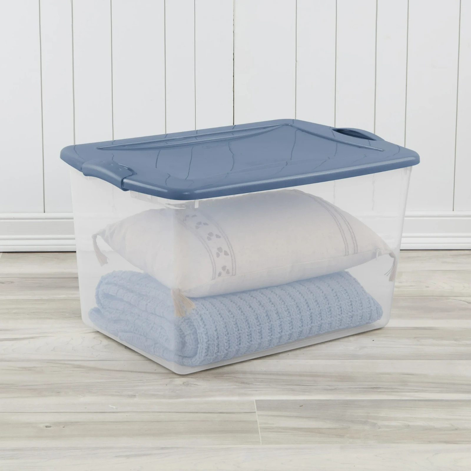 Sterilite Large Storage Bin 66Qt Clear Plastic Storage Container Latch Lid 6 Cts