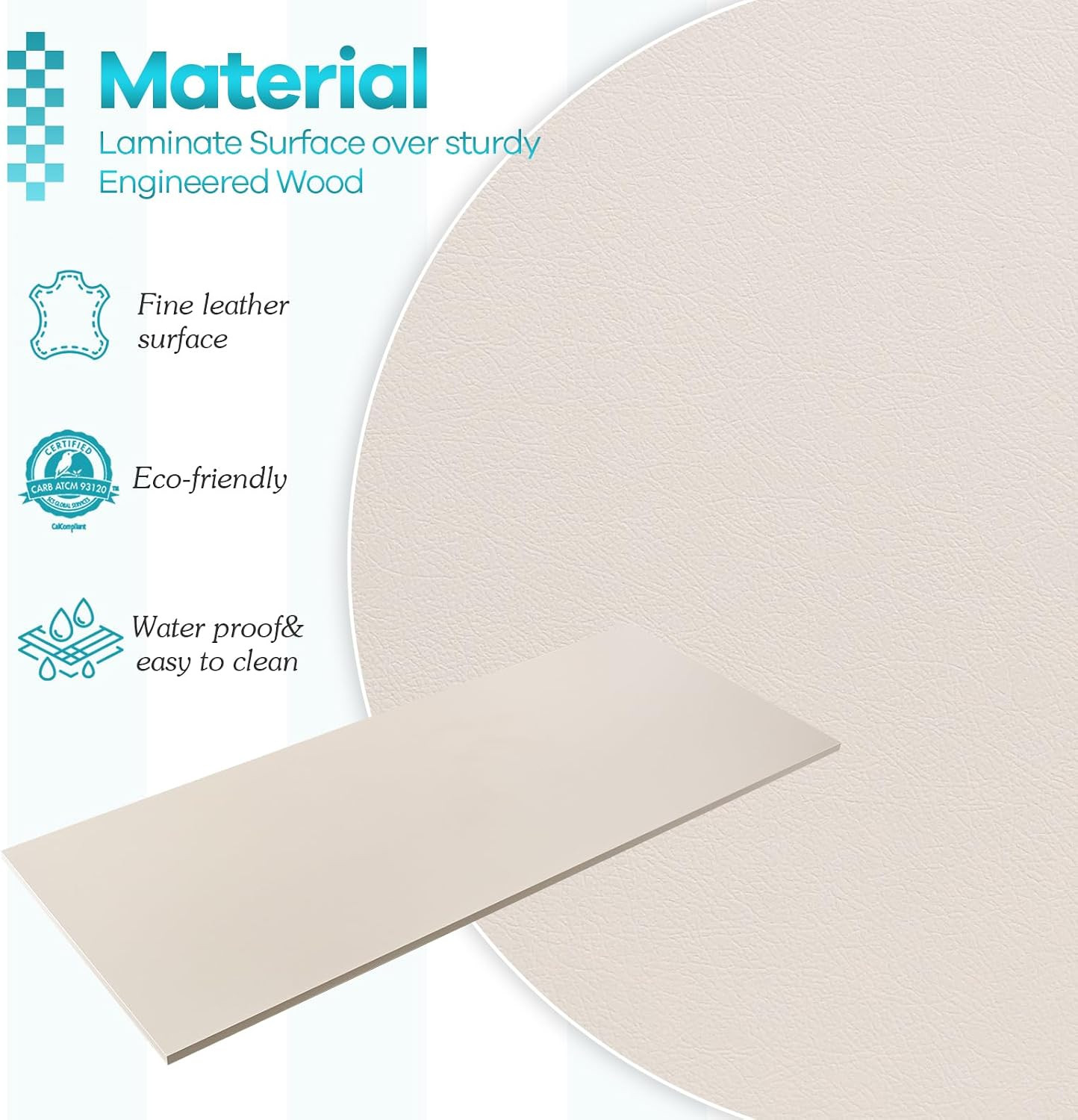 Universal Tabletop 45.67"X23.62", Solid One-Piece Melamine Table Top, Double Des
